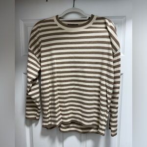 Banana Republic Tan and Cream Striped Pullover